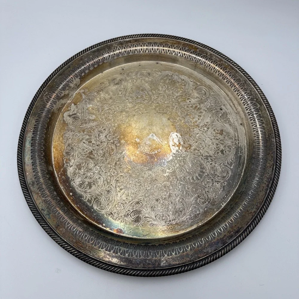 Vintage WM Rogers Silver Plate Serving Tray Platter 14.5